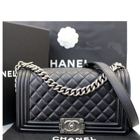 chanel black boy bag medium